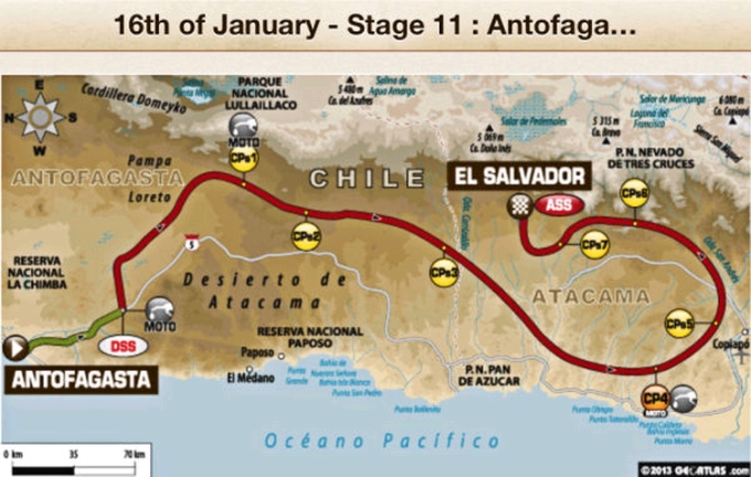 Dakar etappe 11; van Antofagasta naar El Salvador